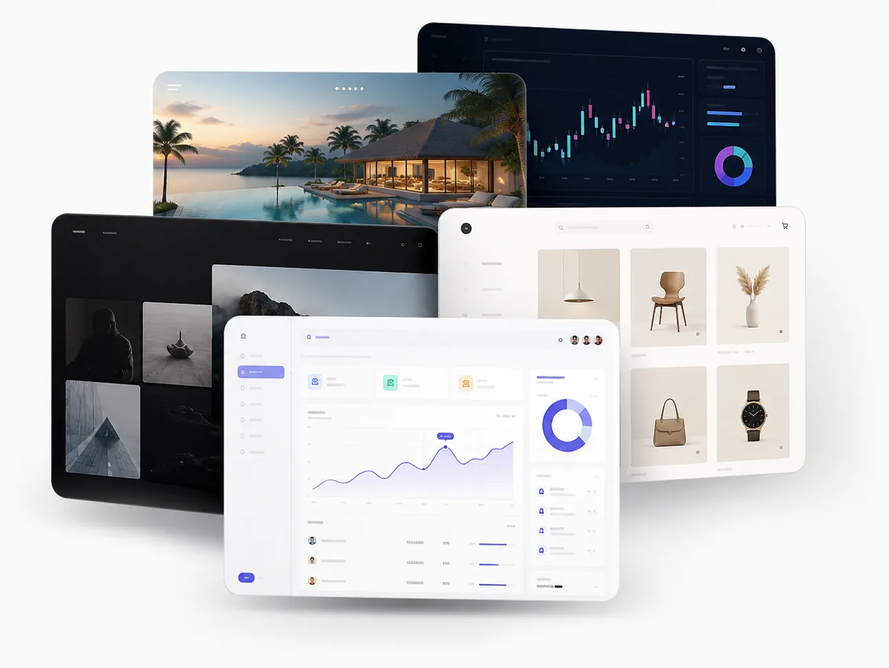 Premium website and dashboard mockups